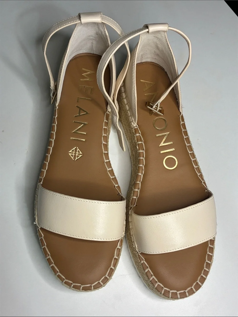 ANTONIO MELANI Cream Espadrille Slingback Sandals
